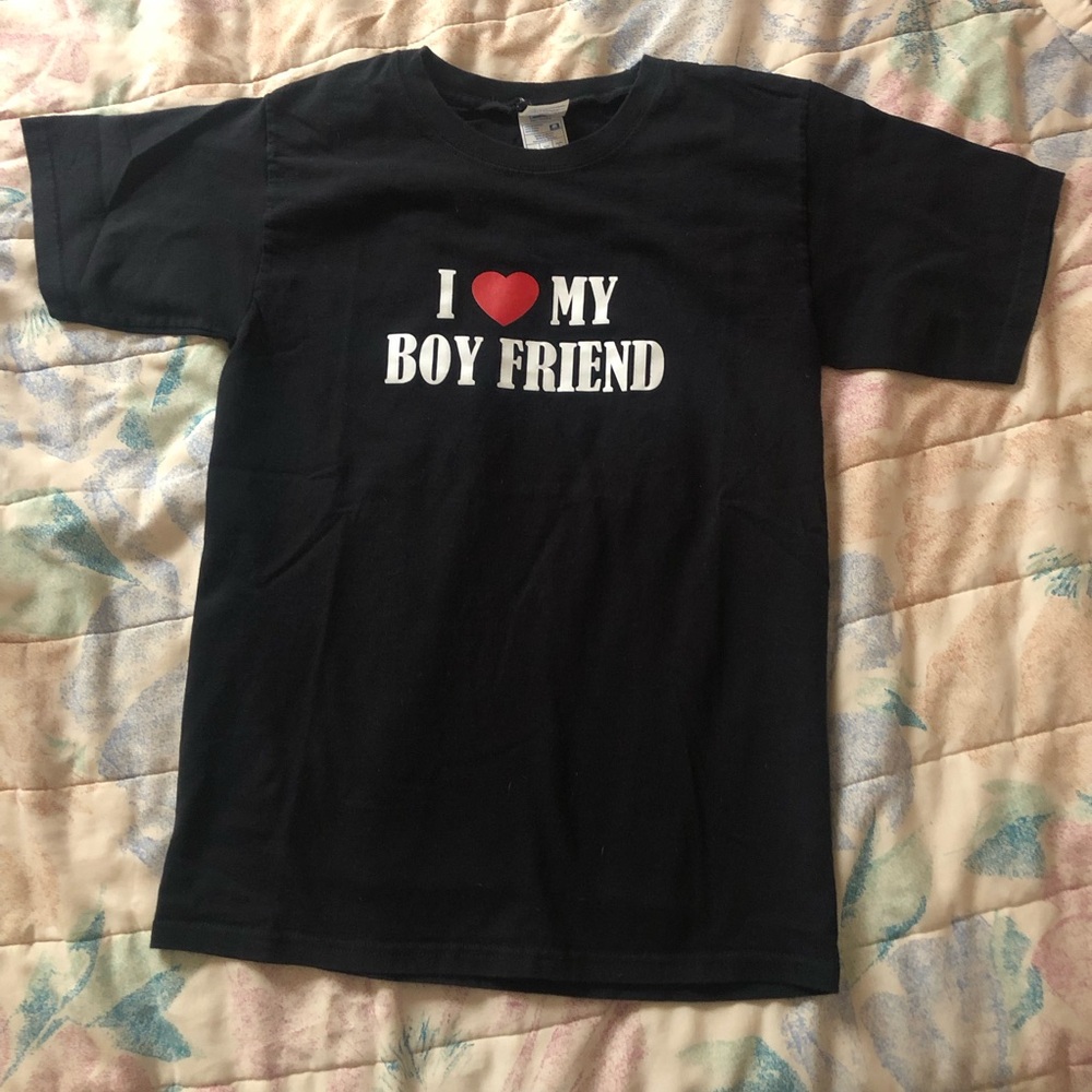 Y2K I ❤️ My Boyfriend Tee - Black / Small